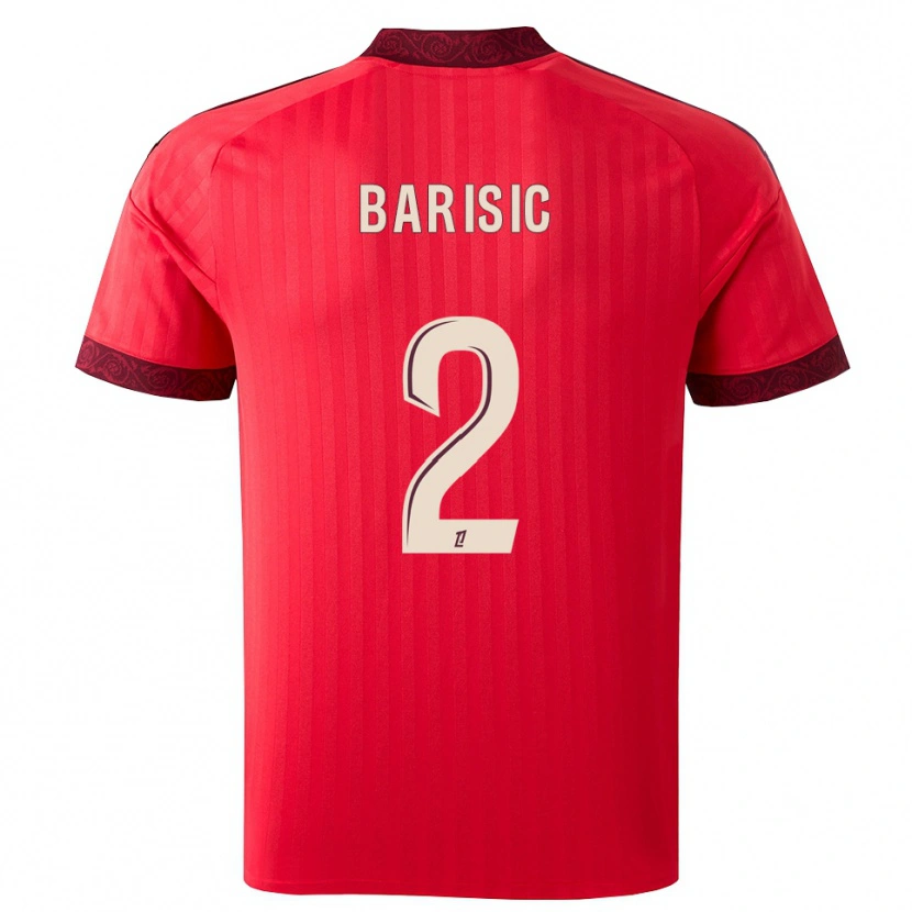 Danxen Mann Teo Barisic #2 Burgunder Rød Hvit Bortetrøye Drakt Trøye 2026/27 Skjorter T-Skjorte