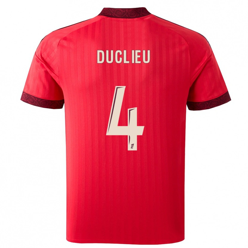 Danxen Mann Noah Duclieu #4 Burgunder Rød Hvit Bortetrøye Drakt Trøye 2026/27 Skjorter T-Skjorte