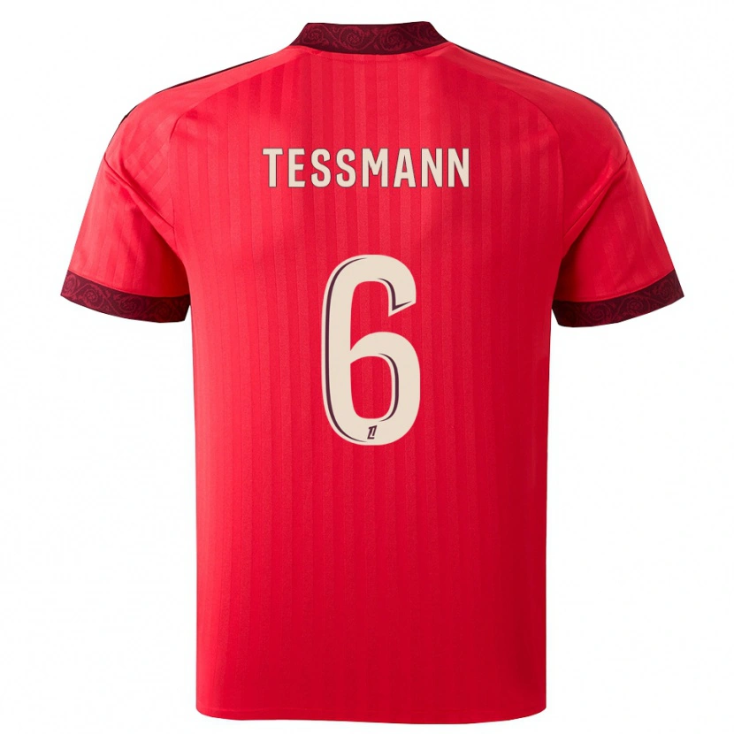 Danxen Mann Tanner Tessmann #6 Burgunder Rød Hvit Bortetrøye Drakt Trøye 2026/27 Skjorter T-Skjorte