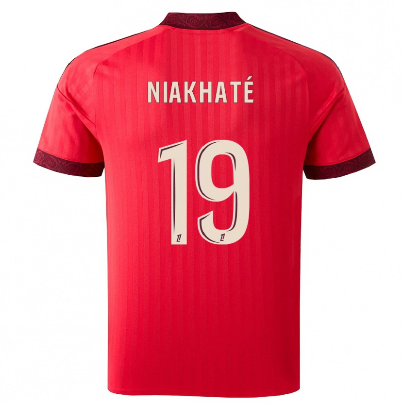 Danxen Mann Moussa Niakhaté #19 Burgunder Rød Hvit Bortetrøye Drakt Trøye 2026/27 Skjorter T-Skjorte