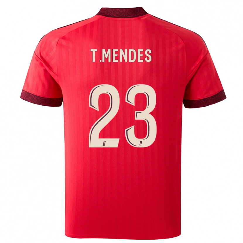 Danxen Mann Thiago Mendes #23 Burgunder Rød Hvit Bortetrøye Drakt Trøye 2026/27 Skjorter T-Skjorte