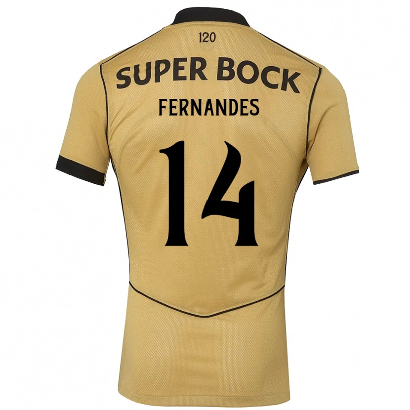 Danxen Mann Santiago Fernandes #14 Gylden Kornblomst Svart Bortetrøye Drakt Trøye 2026/27 Skjorter T-Skjorte