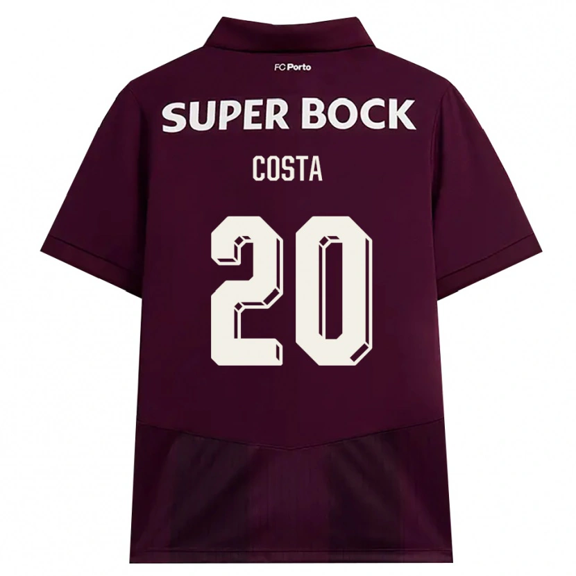 Danxen Mann Alberto Costa #20 Burgunder Hvit Bortetrøye Drakt Trøye 2026/27 Skjorter T-Skjorte