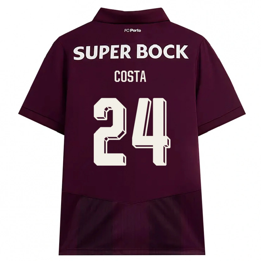 Danxen Mann João Costa #24 Burgunder Hvit Bortetrøye Drakt Trøye 2026/27 Skjorter T-Skjorte