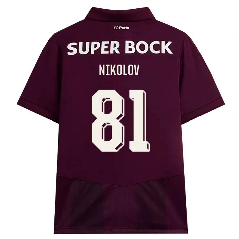 Danxen Mann Antoni Nikolov #81 Burgunder Hvit Bortetrøye Drakt Trøye 2026/27 Skjorter T-Skjorte