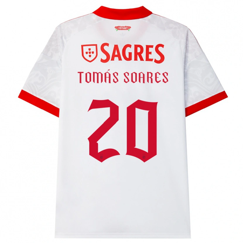 Danxen Mann Tomás Soares #20 Hvit Rød Gul Bortetrøye Drakt Trøye 2026/27 Skjorter T-Skjorte