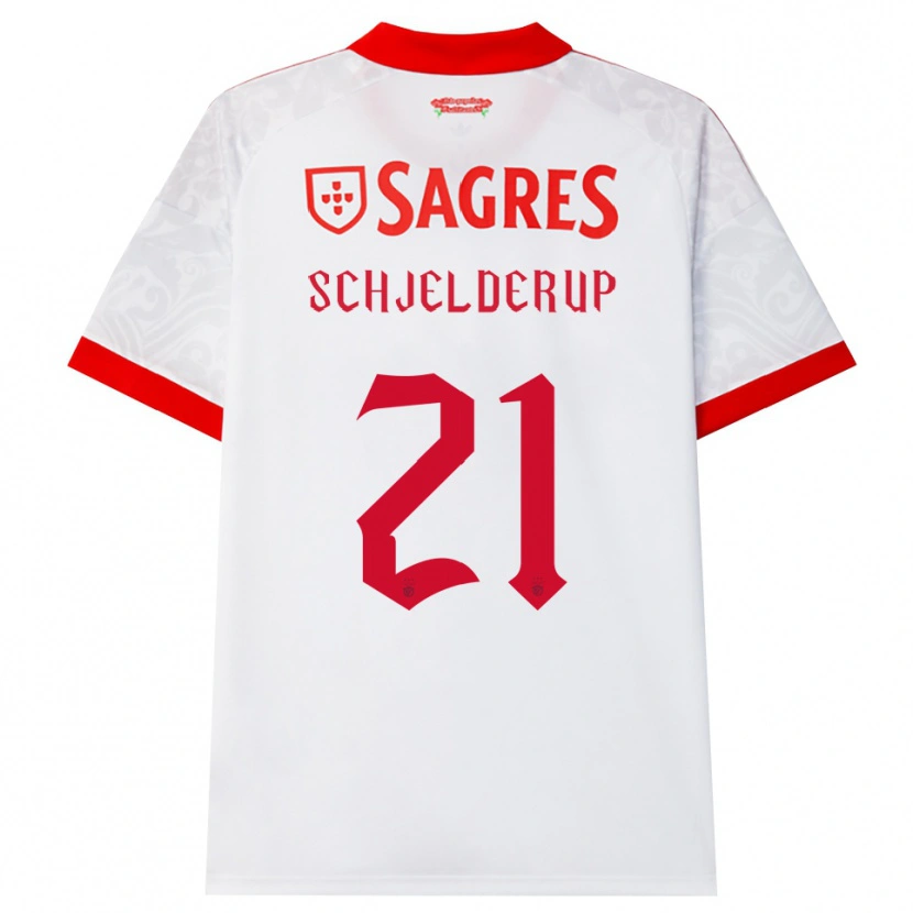 Danxen Mann Andreas Schjelderup #21 Hvit Rød Gul Bortetrøye Drakt Trøye 2026/27 Skjorter T-Skjorte