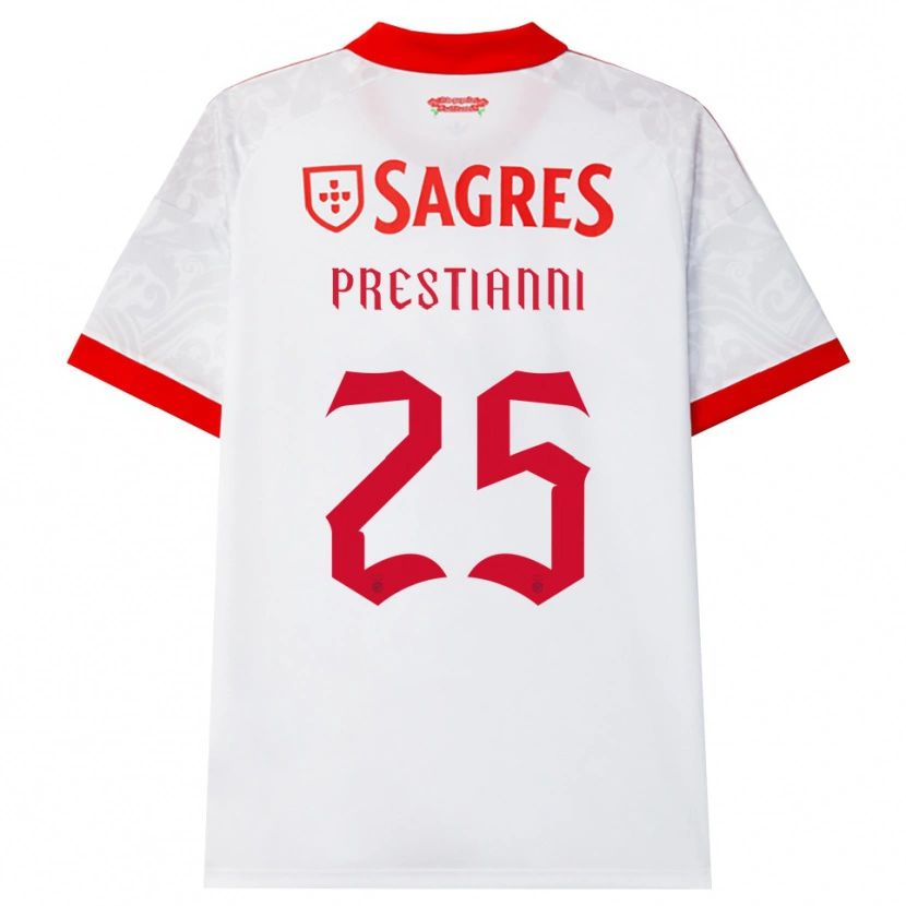 Danxen Mann Gianluca Prestianni #25 Hvit Rød Gul Bortetrøye Drakt Trøye 2026/27 Skjorter T-Skjorte