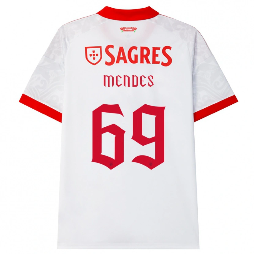 Danxen Mann Vladimir Mendes #69 Hvit Rød Gul Bortetrøye Drakt Trøye 2026/27 Skjorter T-Skjorte