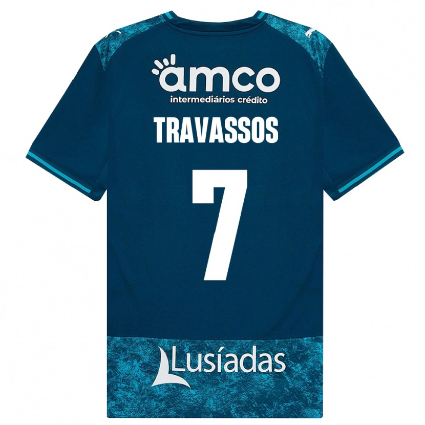 Danxen Mann Diogo Travassos #7 Mørk Skifergrå Mellomturkis Bortetrøye Drakt Trøye 2026/27 Skjorter T-Skjorte