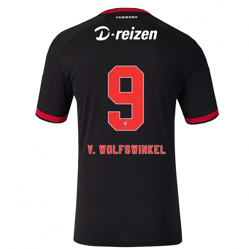Danxen Mann Ricky Van Wolfswinkel #9 Rød Hvit Svart Bortetrøye Drakt Trøye 2026/27 Skjorter T-Skjorte