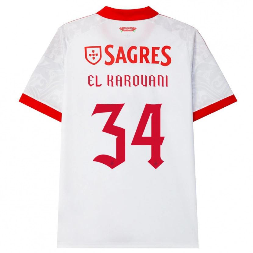 Danxen Mann Souffian El Karouani #34 Hvit Rød Gul Bortetrøye Drakt Trøye 2026/27 Skjorter T-Skjorte