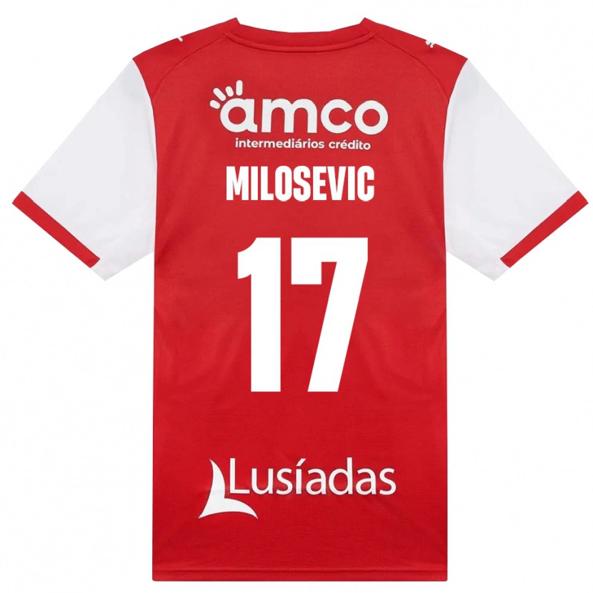 Danxen Mann Jovan Milosevic #17 Hvit Rød Svart Hjemmetrøye Drakt Trøye 2026/27 Skjorter T-Skjorte
