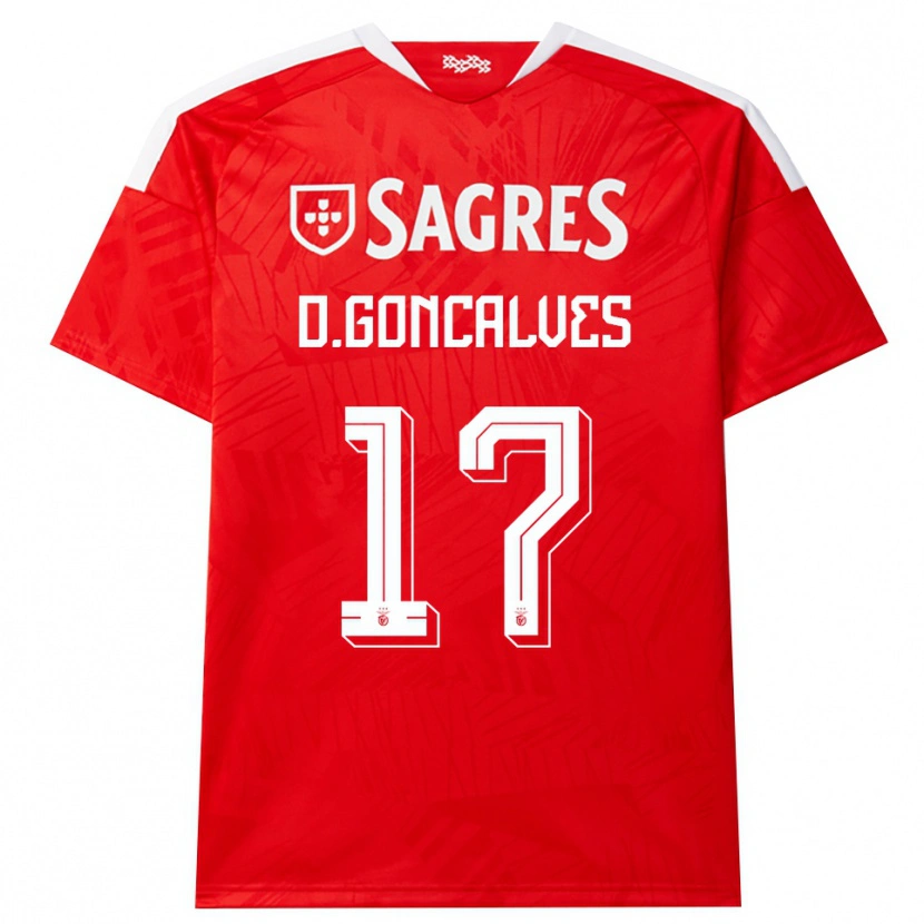 Danxen Dame Diogo Goncalves #17 Rød Hvit Gul Hjemmetrøye Drakt Trøye 2026/27 Skjorter T-Skjorte