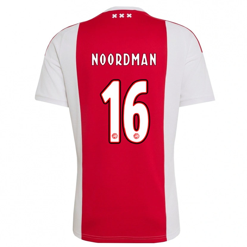 Danxen Dame Danique Noordman #16 Rød Hvit Gul Hjemmetrøye Drakt Trøye 2026/27 Skjorter T-Skjorte