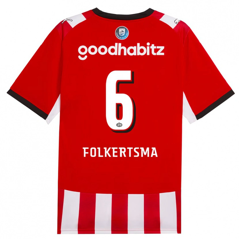 Danxen Dame Sisca Folkertsma #6 Rød Hvit Svart Hjemmetrøye Drakt Trøye 2026/27 Skjorter T-Skjorte