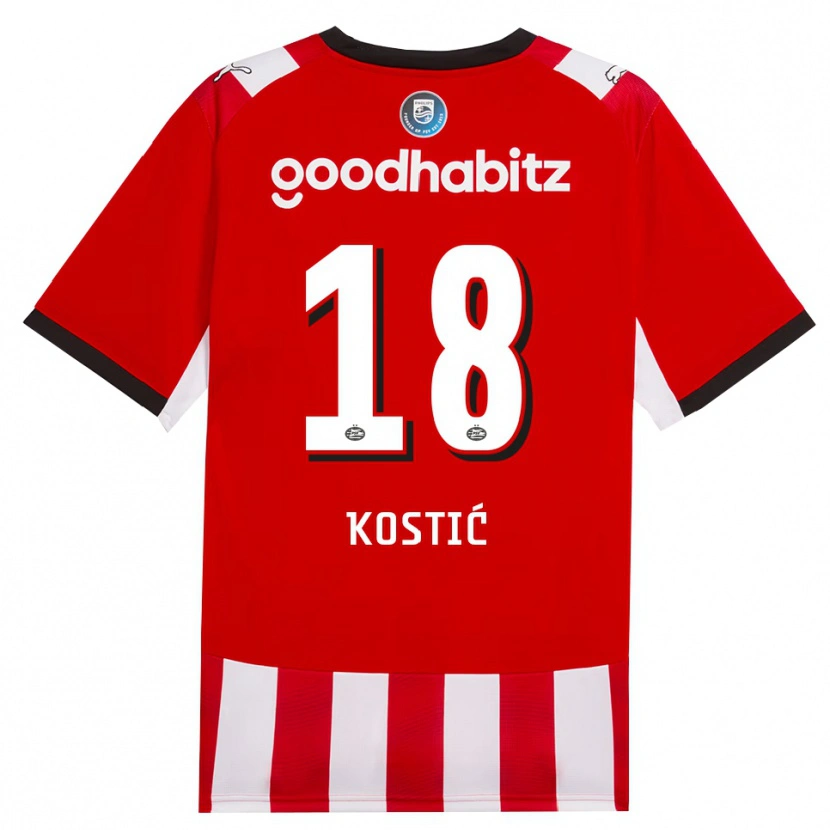 Danxen Dame Filip Kostic #18 Rød Hvit Svart Hjemmetrøye Drakt Trøye 2026/27 Skjorter T-Skjorte