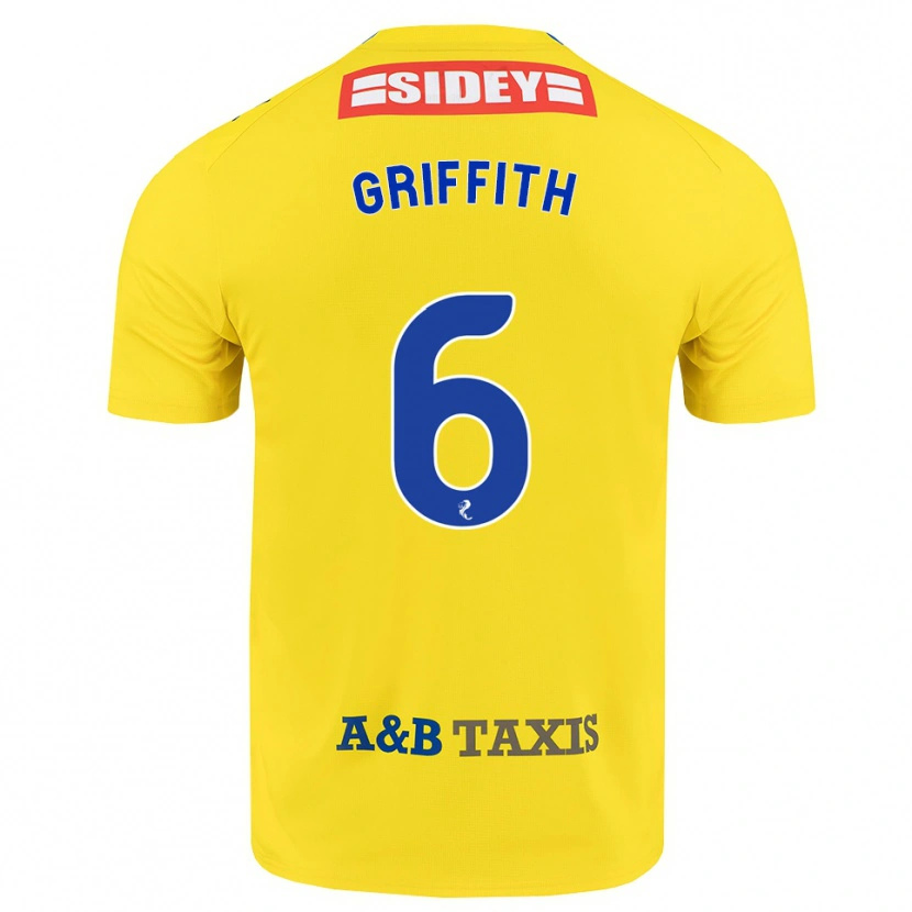 Danxen Dame Víctor Griffith #6 Gul Blå Svart Bortetrøye Drakt Trøye 2026/27 Skjorter T-Skjorte