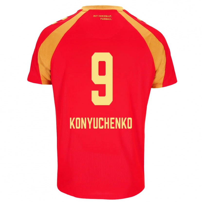 Danxen Dame Yehor Konyuchenko #9 Rød Oransje Svart Bortetrøye Drakt Trøye 2026/27 Skjorter T-Skjorte