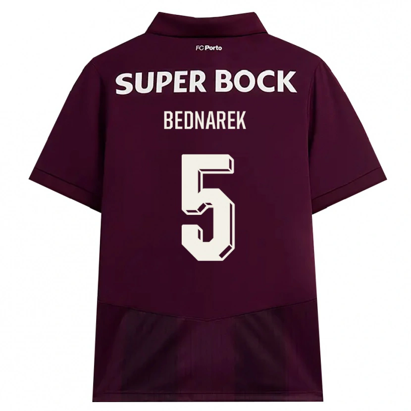 Danxen Dame Jan Bednarek #5 Burgunder Hvit Bortetrøye Drakt Trøye 2026/27 Skjorter T-Skjorte