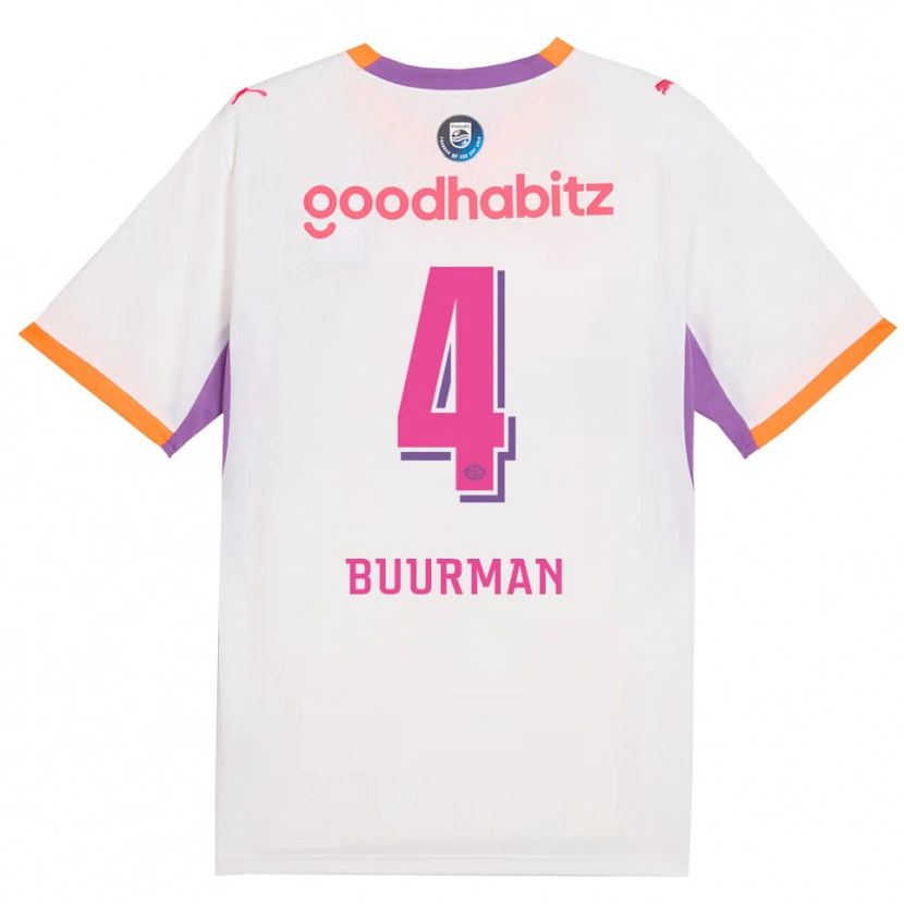 Danxen Dame Veerle Buurman #4 Hvit Lilla Oransje Bortetrøye Drakt Trøye 2026/27 Skjorter T-Skjorte