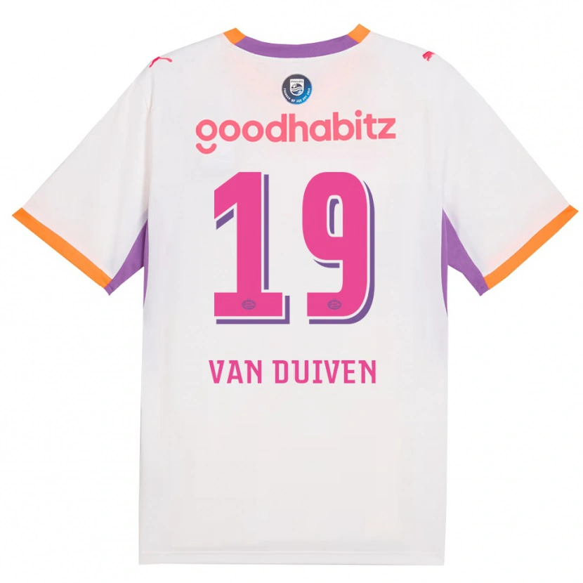 Danxen Dame Jason Van Duiven #19 Hvit Lilla Oransje Bortetrøye Drakt Trøye 2026/27 Skjorter T-Skjorte