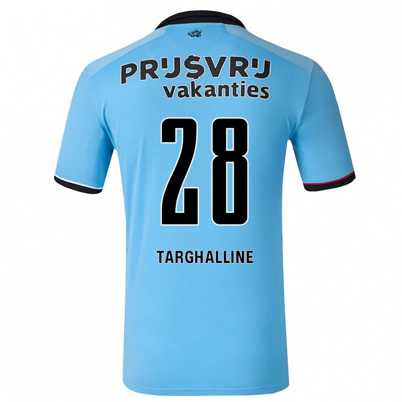 Danxen Dame Oussama Targhalline #28 Himmelblå Svart Rød Bortetrøye Drakt Trøye 2026/27 Skjorter T-Skjorte