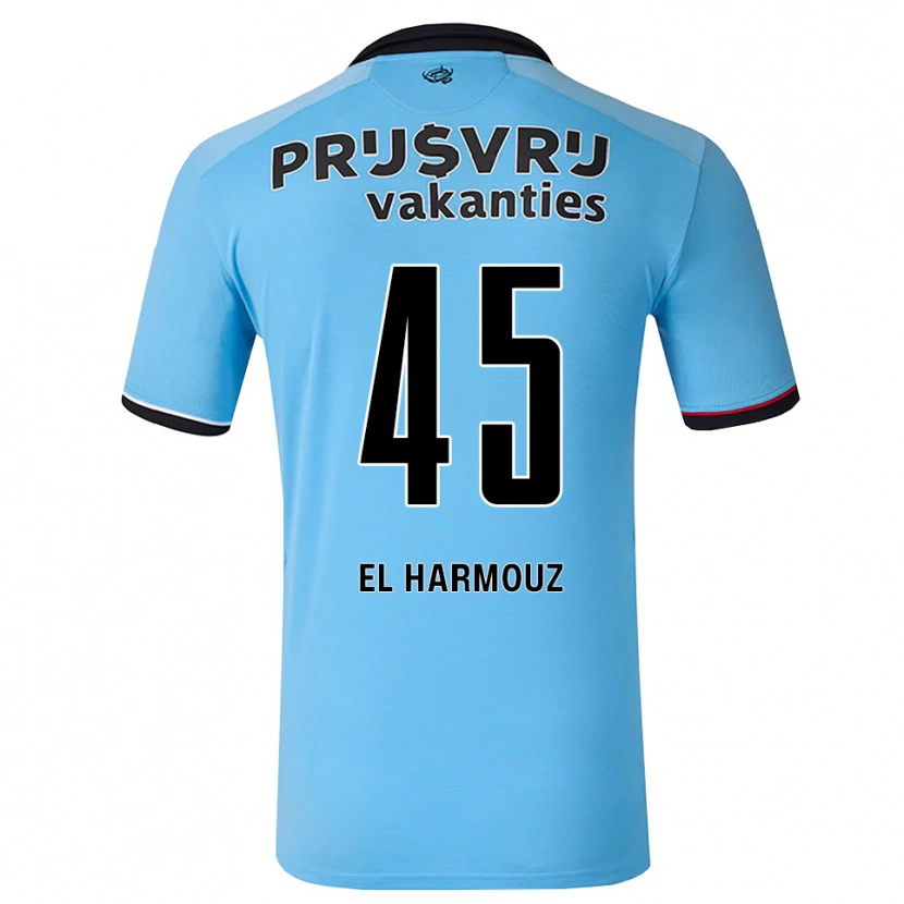 Danxen Dame Nassim El Harmouz #45 Himmelblå Svart Rød Bortetrøye Drakt Trøye 2026/27 Skjorter T-Skjorte
