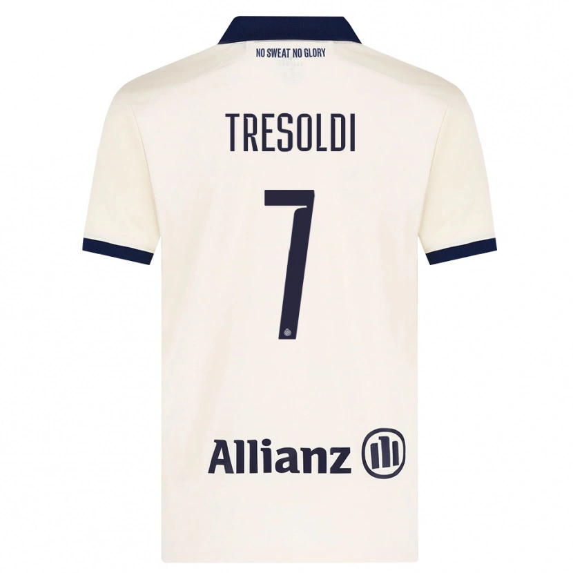 Danxen Dame Nicolò Tresoldi #7 Beige Svart Bortetrøye Drakt Trøye 2026/27 Skjorter T-Skjorte