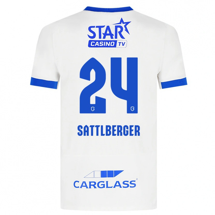 Danxen Dame Nikolas Sattlberger #24 Hvit Blå Bortetrøye Drakt Trøye 2026/27 Skjorter T-Skjorte