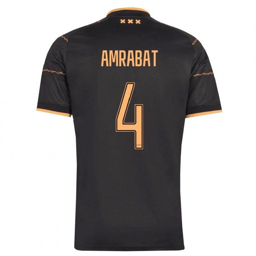 Danxen Dame Sofyan Amrabat #4 Svart Oransje Bortetrøye Drakt Trøye 2026/27 Skjorter T-Skjorte