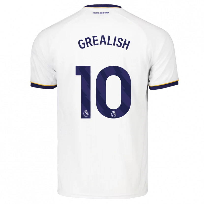 Danxen Barn Jack Grealish #10 Midnattblå Hvit Gul Bortetrøye Drakt Trøye 2026/27 Skjorter T-Skjorte