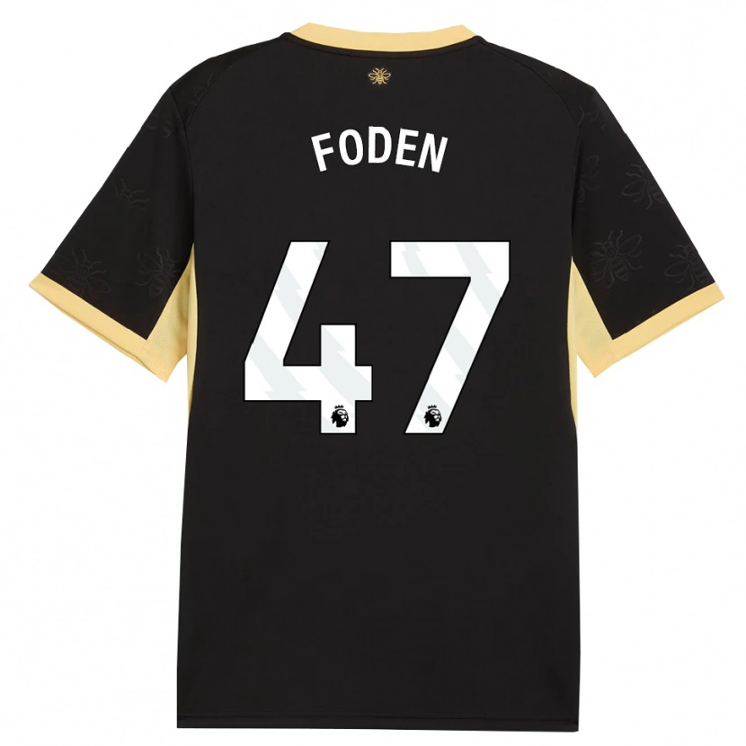 Danxen Barn Phil Foden #47 Svart Gul Bortetrøye Drakt Trøye 2026/27 Skjorter T-Skjorte