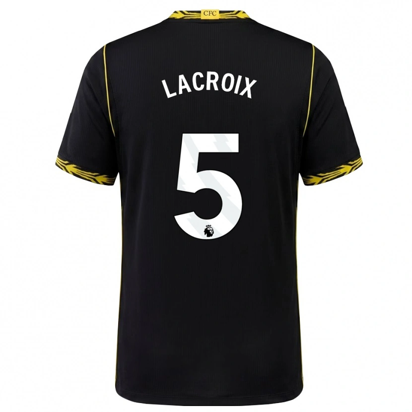 Danxen Barn Maxence Lacroix #5 Svart Gul Bortetrøye Drakt Trøye 2026/27 Skjorter T-Skjorte