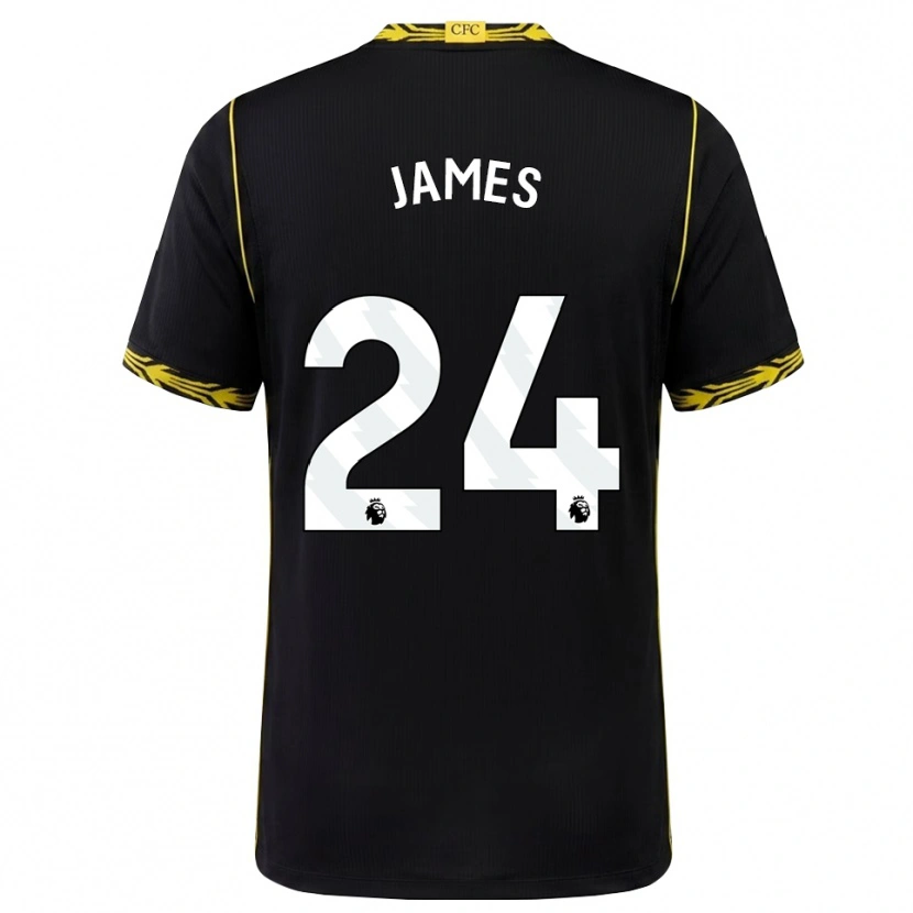 Danxen Barn Reece James #24 Svart Gul Bortetrøye Drakt Trøye 2026/27 Skjorter T-Skjorte