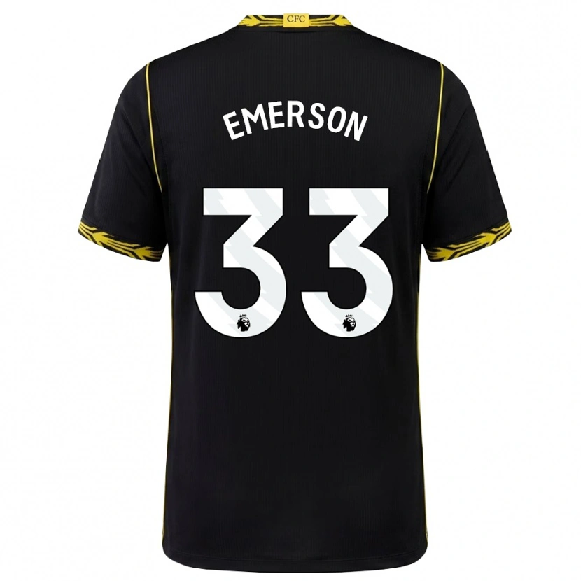 Danxen Barn Emerson #33 Svart Gul Bortetrøye Drakt Trøye 2026/27 Skjorter T-Skjorte