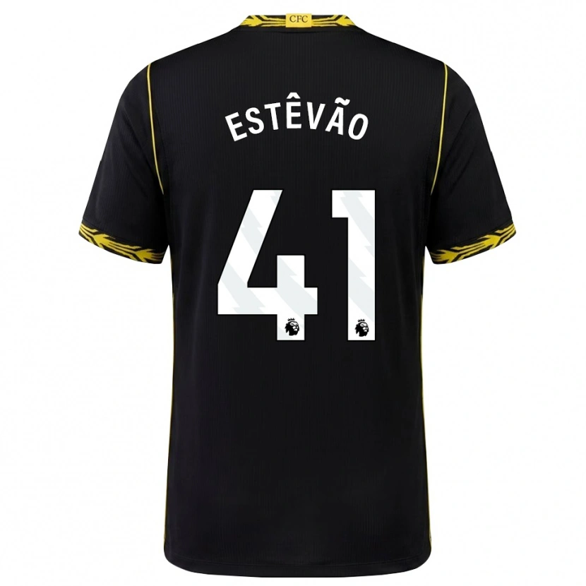 Danxen Barn Estêvão Willian Almeida De Oliveira Gonçalves #41 Svart Gul Bortetrøye Drakt Trøye 2026/27 Skjorter T-Skjorte