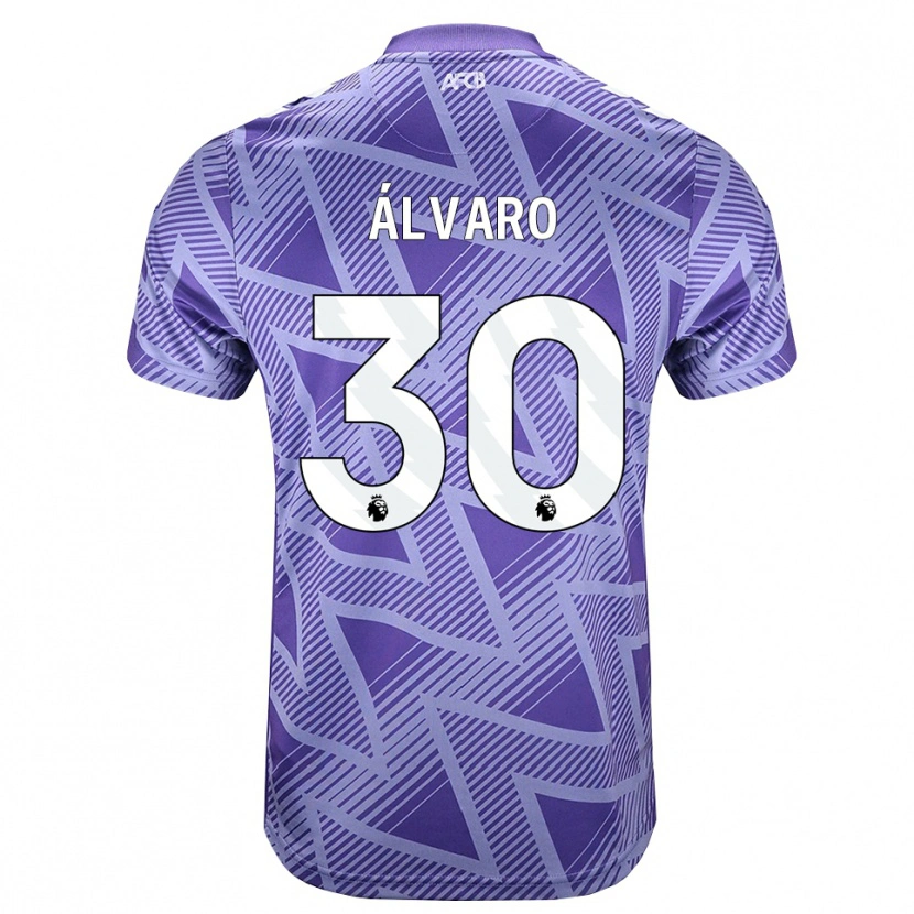 Danxen Barn Álvaro Rodríguez #30 Blek Fiolettrød Hvit Bortetrøye Drakt Trøye 2026/27 Skjorter T-Skjorte
