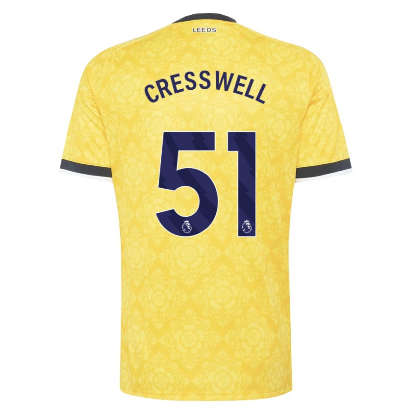Danxen Barn Alfie Cresswell #51 Gul Hvit Svart Bortetrøye Drakt Trøye 2026/27 Skjorter T-Skjorte