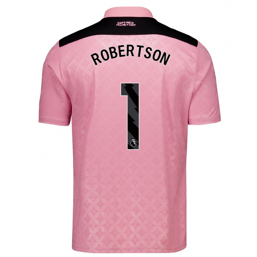 Danxen Barn Finley Robertson #1 Lys Rosa Svart Bortetrøye Drakt Trøye 2026/27 Skjorter T-Skjorte