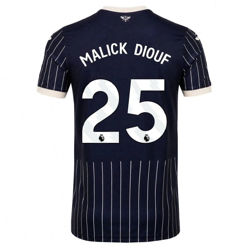 Danxen Barn El Hadji Malick Diouf #25 Svart Hvit Bortetrøye Drakt Trøye 2026/27 Skjorter T-Skjorte