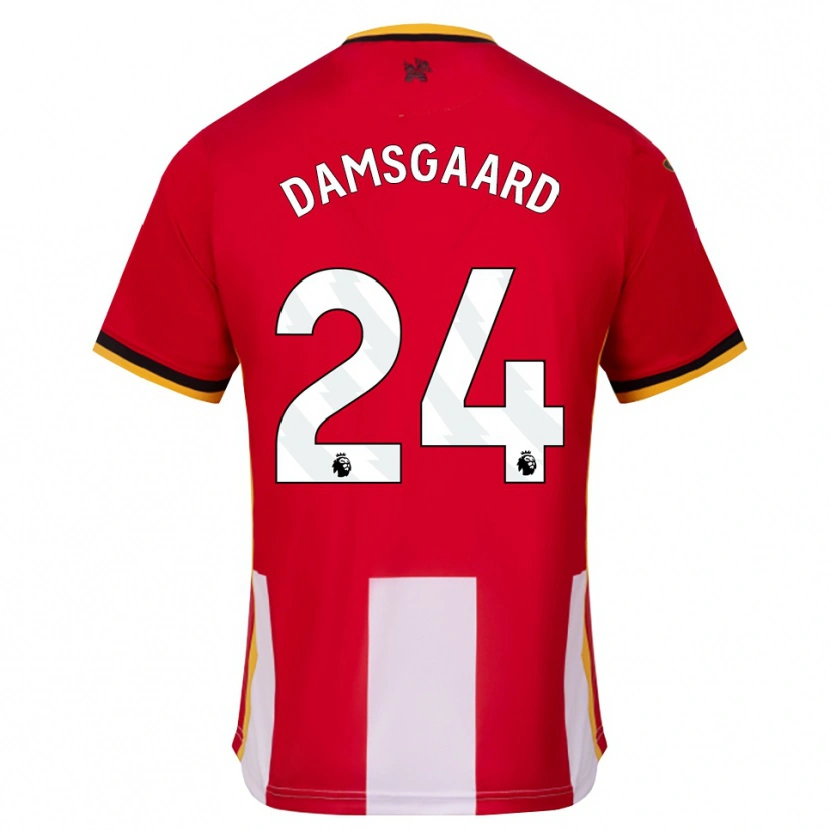 Danxen Mann Mikkel Damsgaard #24 Gul Svart Rød Hjemmetrøye Drakt Trøye 2026/27 Skjorter T-Skjorte