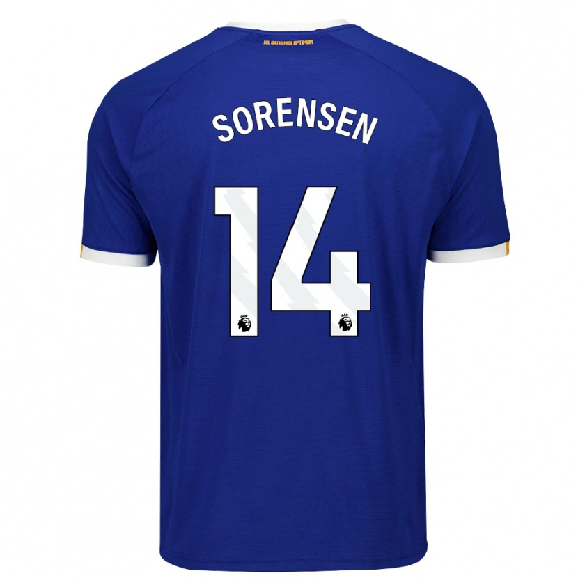 Danxen Mann Nicoline Sorensen #14 Blå Hvit Gul Hjemmetrøye Drakt Trøye 2026/27 Skjorter T-Skjorte