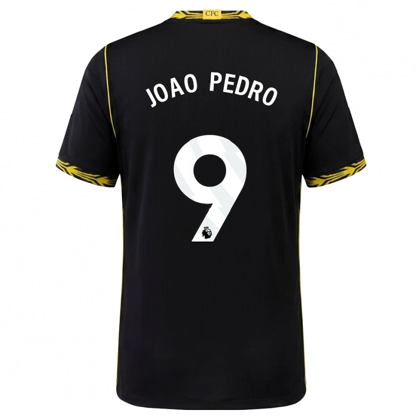 Danxen Mann João Pedro #9 Svart Gul Bortetrøye Drakt Trøye 2026/27 Skjorter T-Skjorte