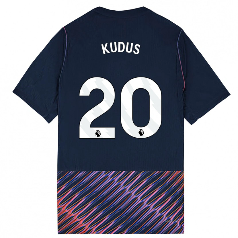 Danxen Mann Mohammed Kudus #20 Kongeblå Hvit Bortetrøye Drakt Trøye 2026/27 Skjorter T-Skjorte