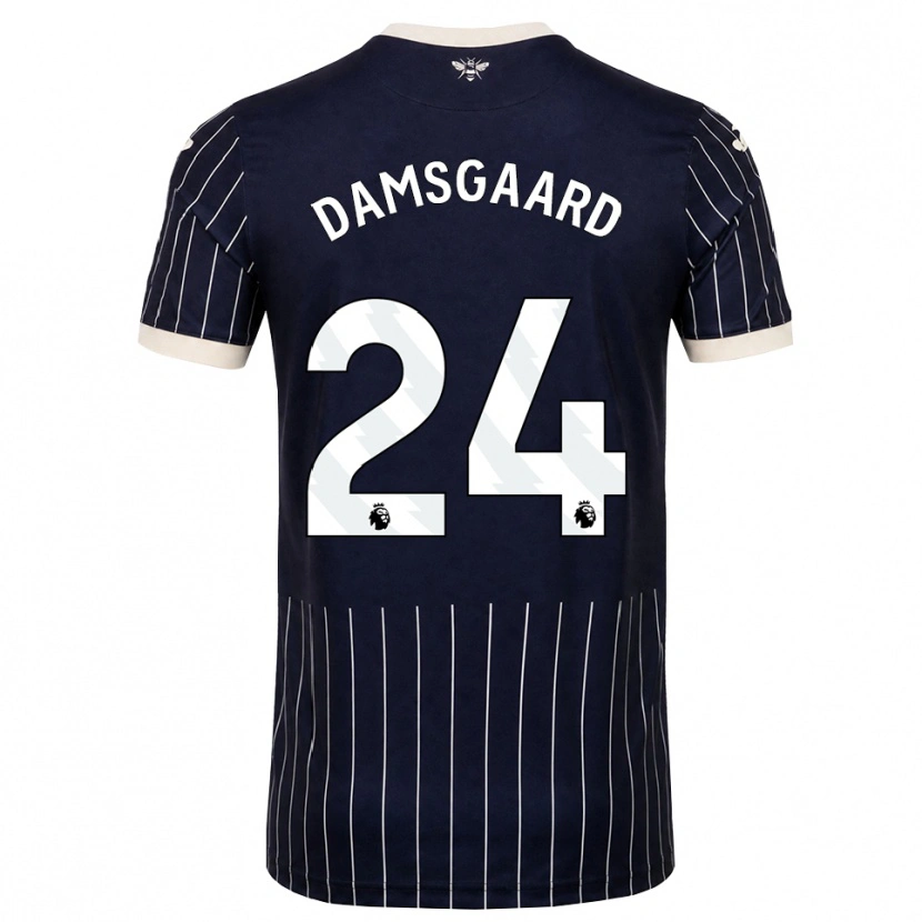 Danxen Mann Mikkel Damsgaard #24 Svart Hvit Bortetrøye Drakt Trøye 2026/27 Skjorter T-Skjorte