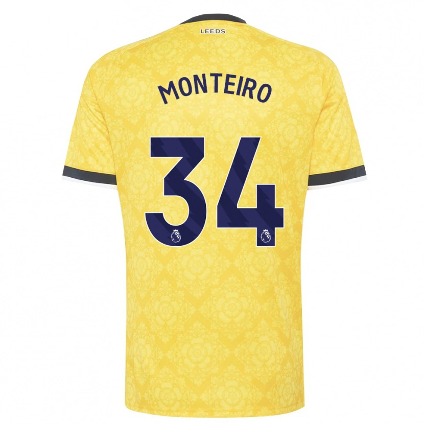 Danxen Mann Diogo Monteiro #34 Gul Hvit Svart Bortetrøye Drakt Trøye 2026/27 Skjorter T-Skjorte