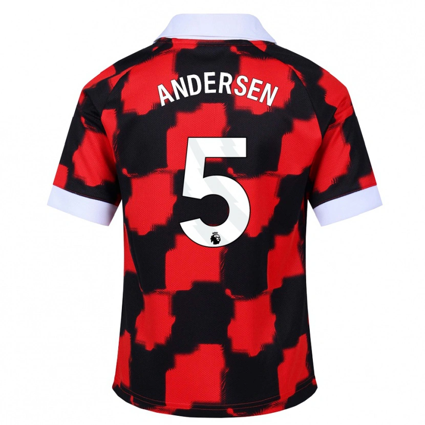 Danxen Mann Joachim Andersen #5 Rød Hvit Svart Bortetrøye Drakt Trøye 2026/27 Skjorter T-Skjorte