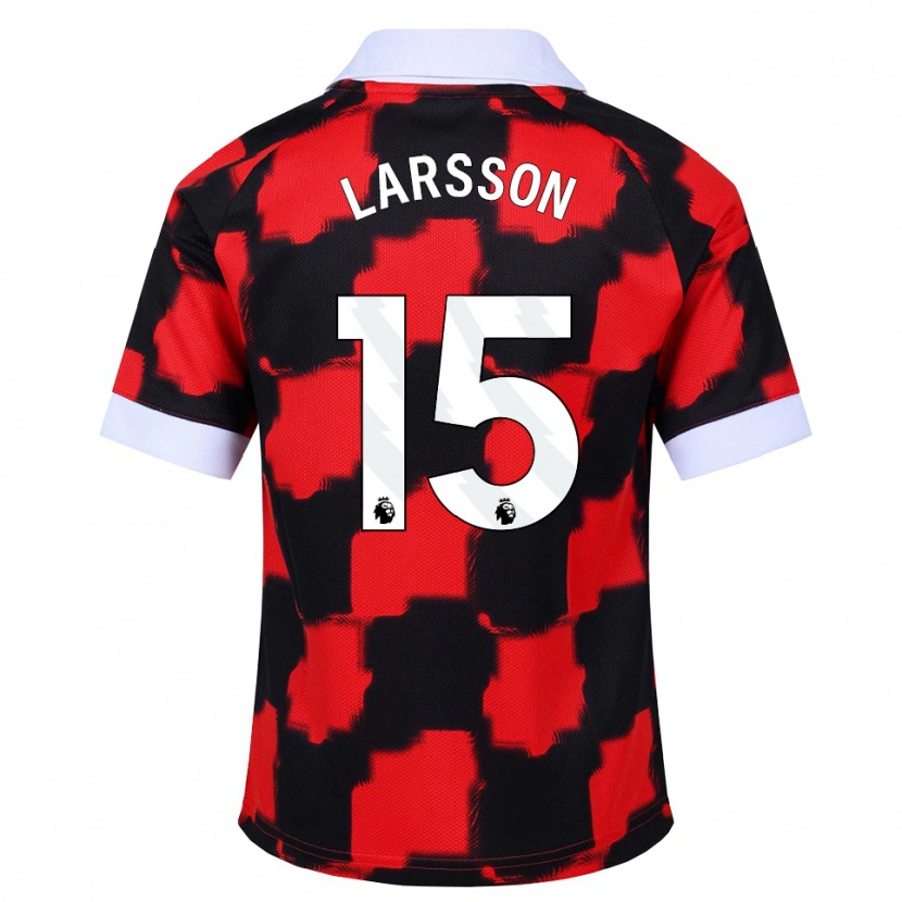 Danxen Mann Hugo Larsson #15 Rød Hvit Svart Bortetrøye Drakt Trøye 2026/27 Skjorter T-Skjorte