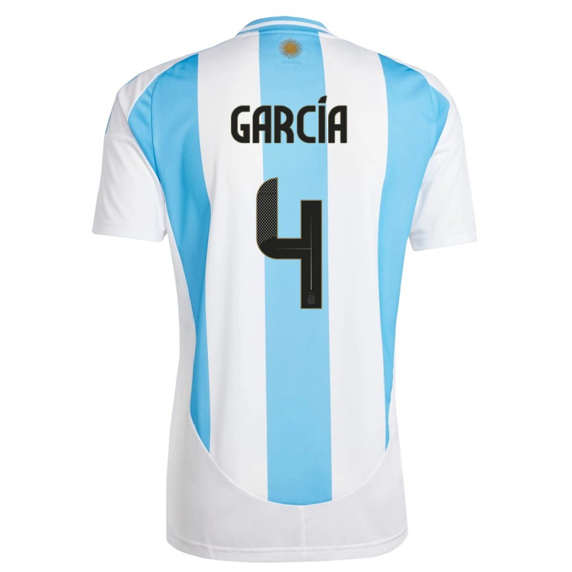 Danxen Barn Argentina Joaquín García #4 Hvit Blå Hjemmetrøye Drakt Trøye 24-26 Skjorter T-Skjorte